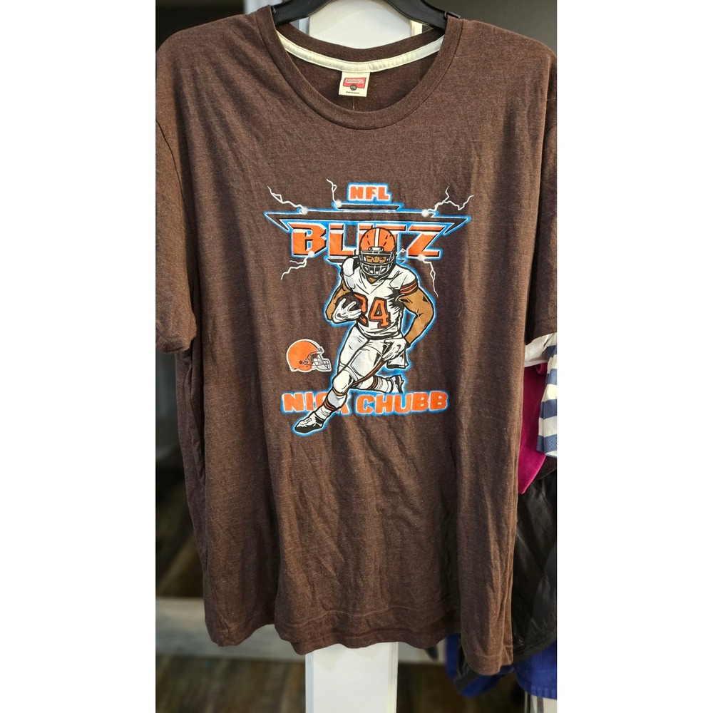 NWT Homage Nick Chubb Cleveland Browns NFL Blitz Brown Graphic T-Shirt XXL  NFL